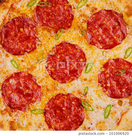 Pepperoni pizza. italian pizza background or texture 101006920