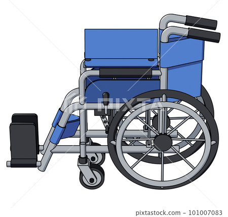 Illustration of a folding wheelchair seen from the side Illustration of a folding wheelchair seen from the side 101007083