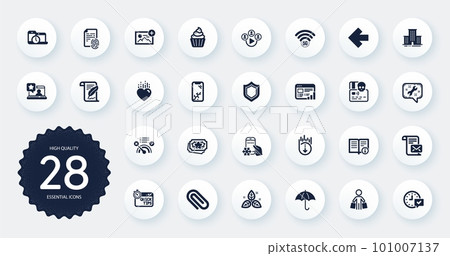 Set of Business icons, such as Loyalty points, Quick tips and Left arrow flat icons. Mail letter, University campus, Smartphone broken web elements. Spanner, Online rating. Circle buttons. Vector Set of Business icons, such as Loyalty points, Quick tips and Left arrow flat icons. Mail letter, University campus, Smartphone broken web elements. Spanner, Online rating. Circle buttons. Vector 101007137