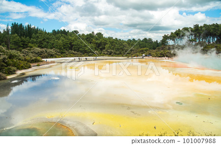 The Artist's Palette at the Wai-O-Tapu Thermal Wonderland in Rotorua, New Zealand. The Artist's Palette at the Wai-O-Tapu Thermal Wonderland in Rotorua, New Zealand. 101007988