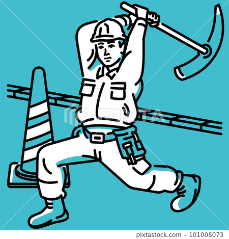 挖掘土地（地面）或道路的男性工人 101008073