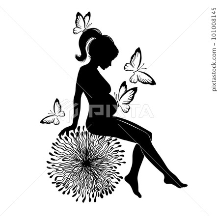 Silhouette of a pregnant woman with butterflies. Vector illustration Silhouette of a pregnant woman with butterflies. Vector illustration 101008145
