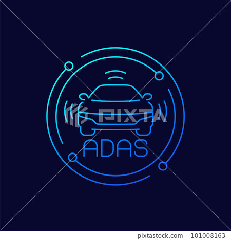 Advanced driver-assistance system icon, linear Advanced driver-assistance system icon, linear 101008163