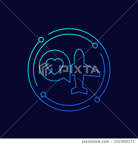 medical tourism line vector icon with a plane 101008171