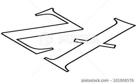 Polish zloty PLN currency sign black outline isometric top view isolated on white background. Currency by Central Bank of Poland. Design element. 101008576