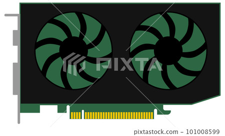 Computer graphics card for pc with two fans isolated on white background. Clipart. Computer graphics card for pc with two fans isolated on white background. Clipart. 101008599