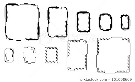 Set of tech frames isolated on white background. Hud frame with pcb elements. Design element. 101008609