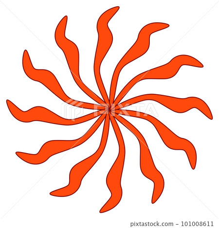 Circular shape with petals like sun or flower isolated on white. Clipart. 101008611