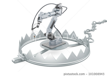 Robot welding inside bear trap. 3D rendering 101008943