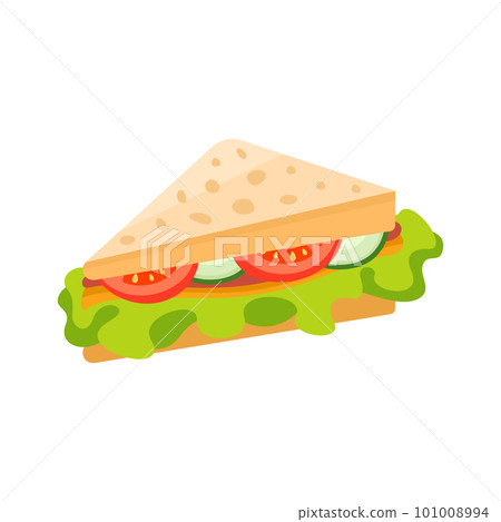 Sandwich with tomatoes and salad leaves. Vector illustration. 101008994