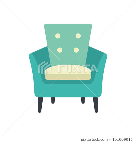 Armchair flat style vector illustration. Furniture pastel coloured drawing. 101009015