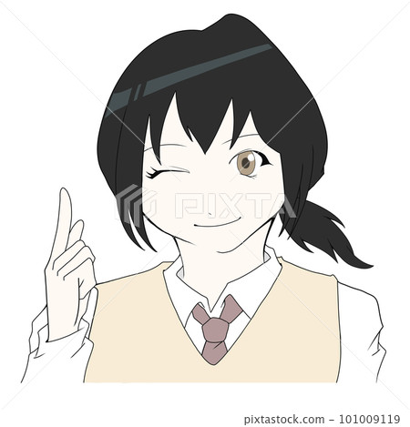一個女孩指著手指的插圖(一) 一個女孩指著手指的插圖(一) 101009119