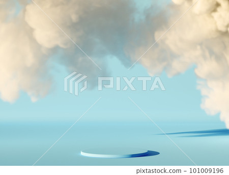 Abstract background with white clouds fly the inside the room with podium Abstract background with white clouds fly the inside the room with podium 101009196