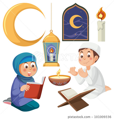 Muslim cartoon characters and objects vector Muslim cartoon characters and objects vector 101009336