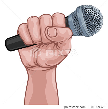 Microphone Fist Hand Comic Book Pop Art Cartoon 101009378