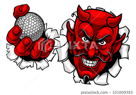 Devil Satan Golf Ball Sports Mascot Cartoon Devil Satan Golf Ball Sports Mascot Cartoon 101009383