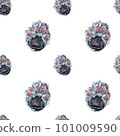 Cute cats paws seamless pattern. Watercolor painting on white background 101009590