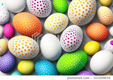 A minimalistic Easter egg design on a white background. Generative AI. 101009658