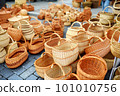 Various baskets sold on Easter market in Vilnius 101010756
