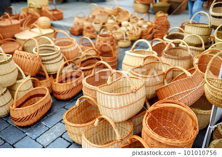 Various baskets sold on Easter market in Vilnius 101010756