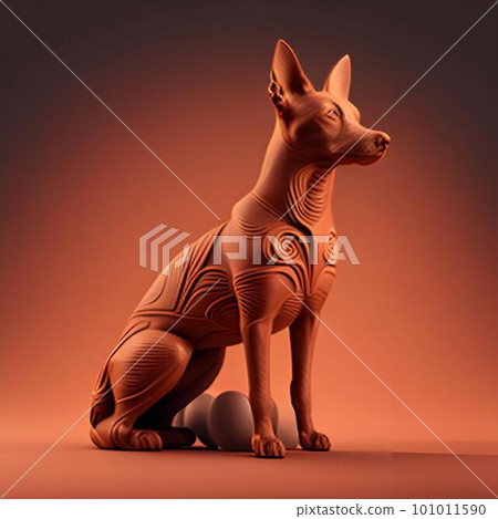 3d rendering of a dog isolated on orange background 101011590