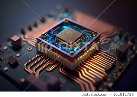 Computer chip concept. PC circuit motherboard. Generate Ai 101011726