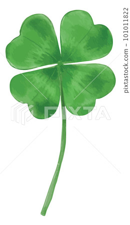 Watercolor 4b leaf clover illustration - Stock Illustration