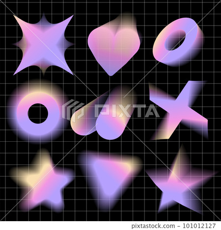 Blurred gradient shapes. Minimalist y2k aesthetic heart, retro