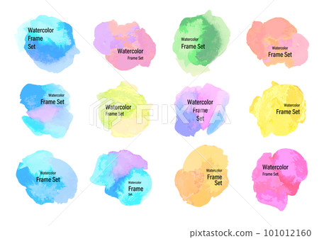 Hand-painted watercolor brush texture simple frame set 101012160