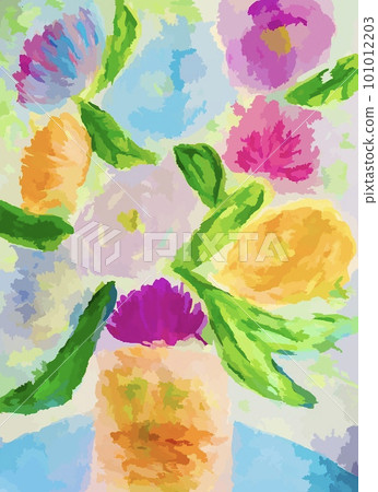 五顏六色的花瓶和鮮花 101012203