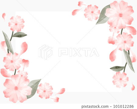 水彩風格的豪華花卉框架 101012286