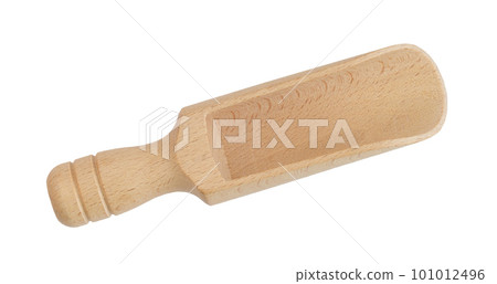 Wooden measuring scoop spoon front top view 101012496