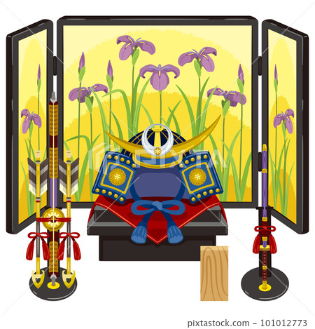 Helmet decoration blue folding screen set 1 101012773
