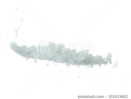 Salt rock flower fly explosion, white Salt rock flower explode abstract cloud fly. Big size ground salt splash in air, food object element design. White background isolated high speed freeze motion Salt rock flower fly explosion, white Salt rock flower explode abstract cloud fly. Big size ground salt splash in air, food object element design. White background isolated high speed freeze motion 101013681