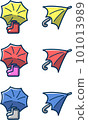 Illustration set of colorful umbrellas and boots 101013989
