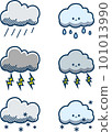 Cute weather rain cloud thunder cloud snow cloud set 101013990