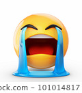3D Rendering crying emoji isolated on white background 101014817