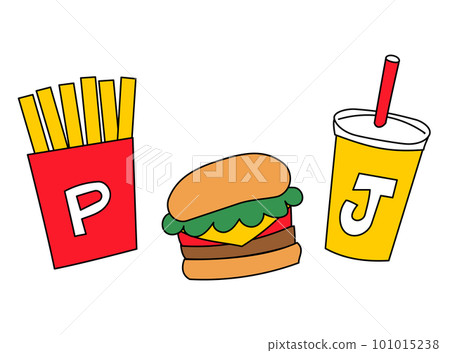 Rough illustration of cheeseburger set Rough illustration of cheeseburger set 101015238