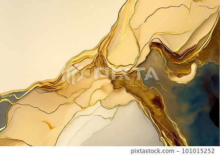 The paper art style of gold metallic marble, a watercolor background. Generative AI. 101015252