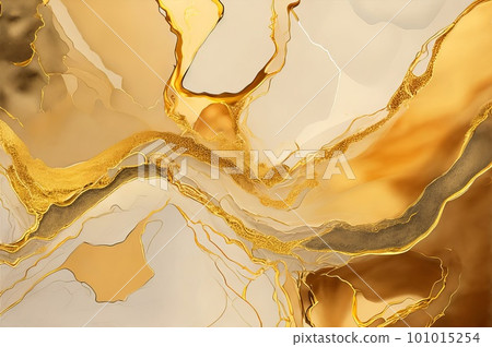 The paper art style of gold metallic marble, a watercolor background. Generative AI. The paper art style of gold metallic marble, a watercolor background. Generative AI. 101015254