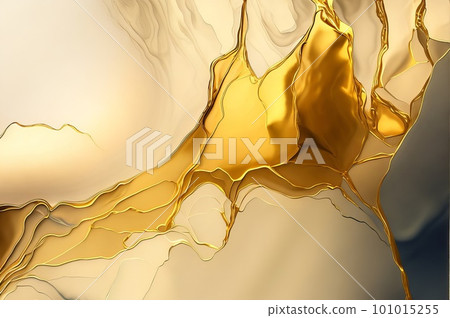 The paper art style of gold metallic marble, a watercolor background. Generative AI. The paper art style of gold metallic marble, a watercolor background. Generative AI. 101015255
