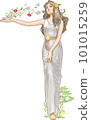 Goddess of spring who sprinkles flowers, Art Nouveau style 101015259