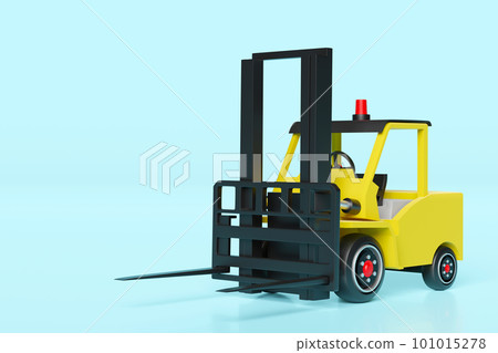 3d forklift truck isolated on blue background. 3d illustration or 3d render, clipping path 101015278