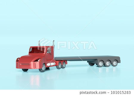 red tractor and trailer or semi truck on blue background. 3d illustration or 3d render, clipping path 101015283