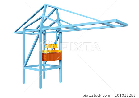 3d container gantry crane isolated. logistic import export concept, 3d illustration render 101015295