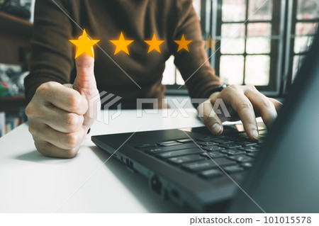 Officer showing the symbol of top service 5 star quality assurance, excellent warranty, world standard, ISO certification, development and improve the quality of the organization concept. Officer showing the symbol of top service 5 star quality assurance, excellent warranty, world standard, ISO certification, development and improve the quality of the organization concept. 101015578