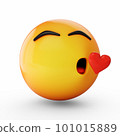 3D Rendering kissing emoji isolated on white background 101015889