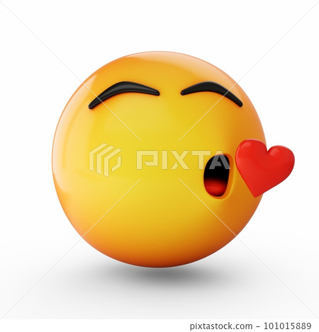 3D Rendering kissing emoji isolated on white background 101015889