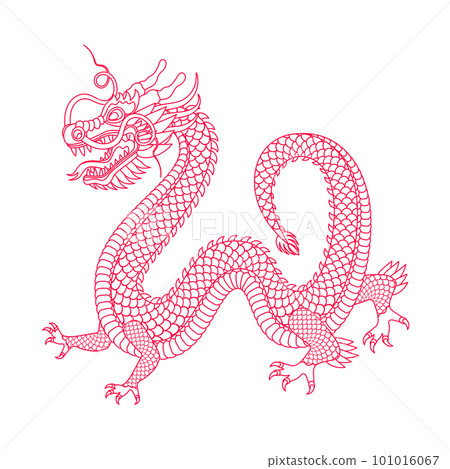 Traditional white red chinese dragon. 2024 Zodiac sign. Vector illustration. 101016067