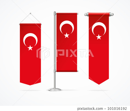 Realistic Detailed 3d Different Turkish Flag Penant Set. Vector Realistic Detailed 3d Different Turkish Flag Penant Set. Vector 101016192